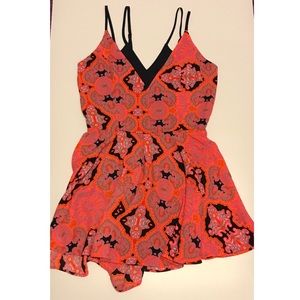 GB Orange Floral Paisley Romper
